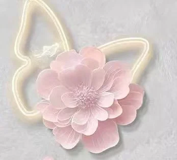 for-57X49X20CM Creamy Style Entrance Decoration Painting with butterfly LED Lights Shining Elegant TV Stand in the Dining Room）