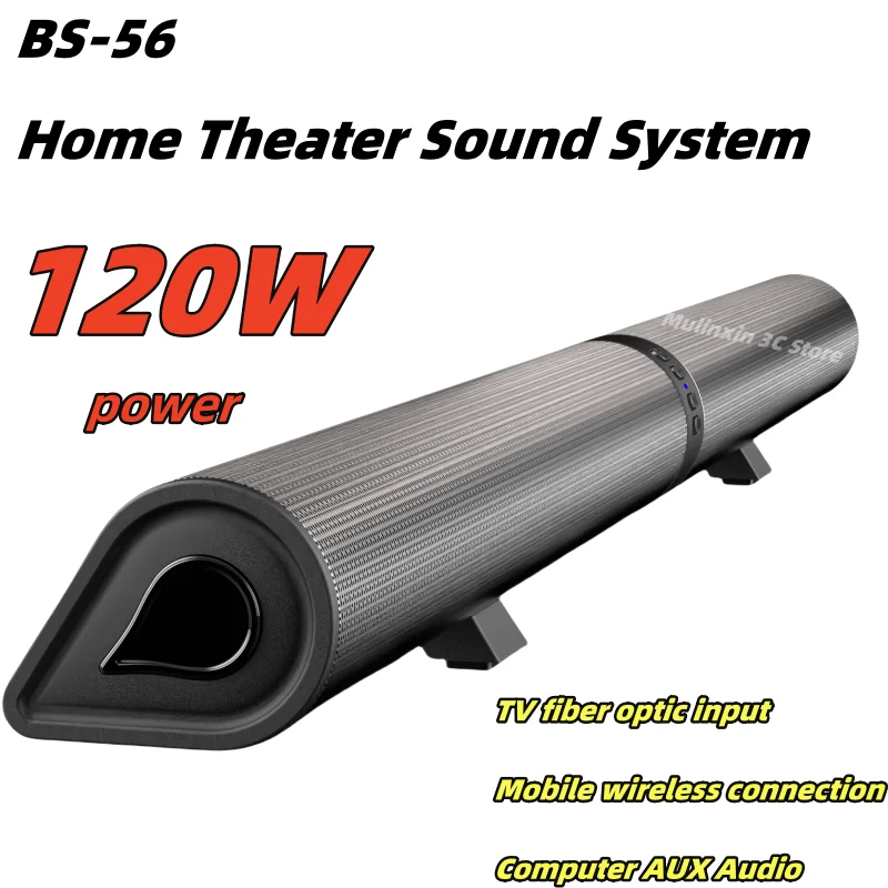 BS56 120W TV Bluetooth Speakers AUX/BT/OPT/FM Connections Soundbars with 2-in-1 Detachable Home Cinema Shengba Sound System