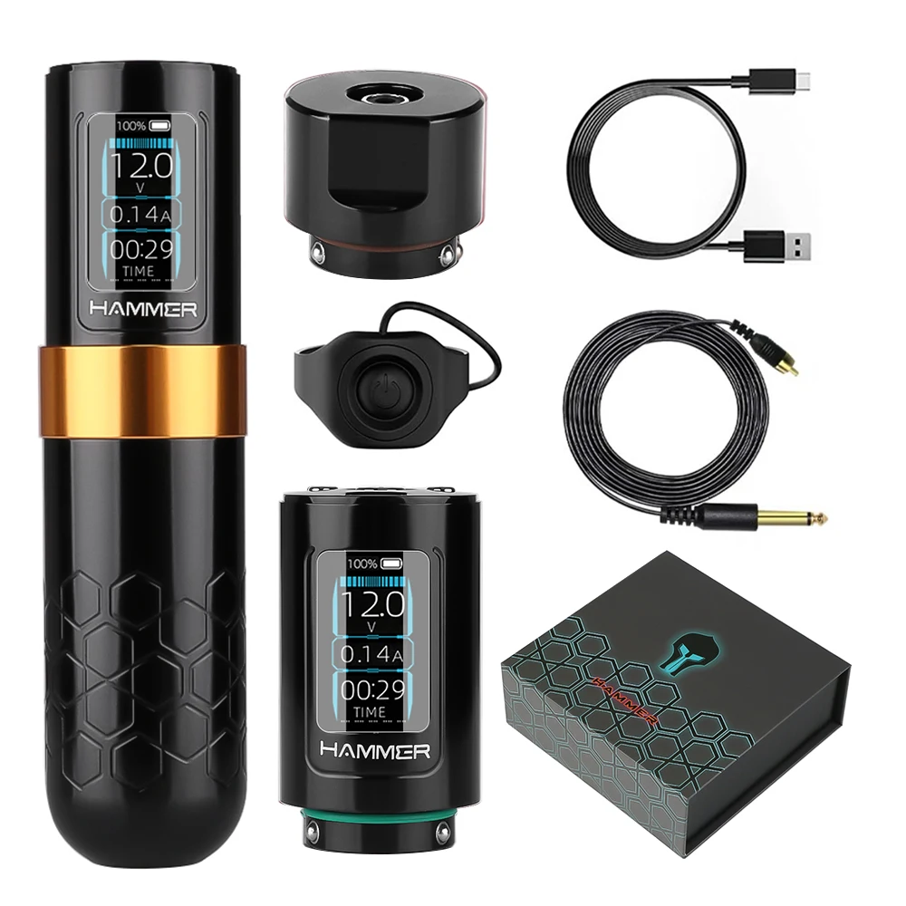

Wireless Tattoo Machine Pen with Brushless Motor and 4mm Stroke for Tattoo Artists - Convertible Between Corded and Cordless