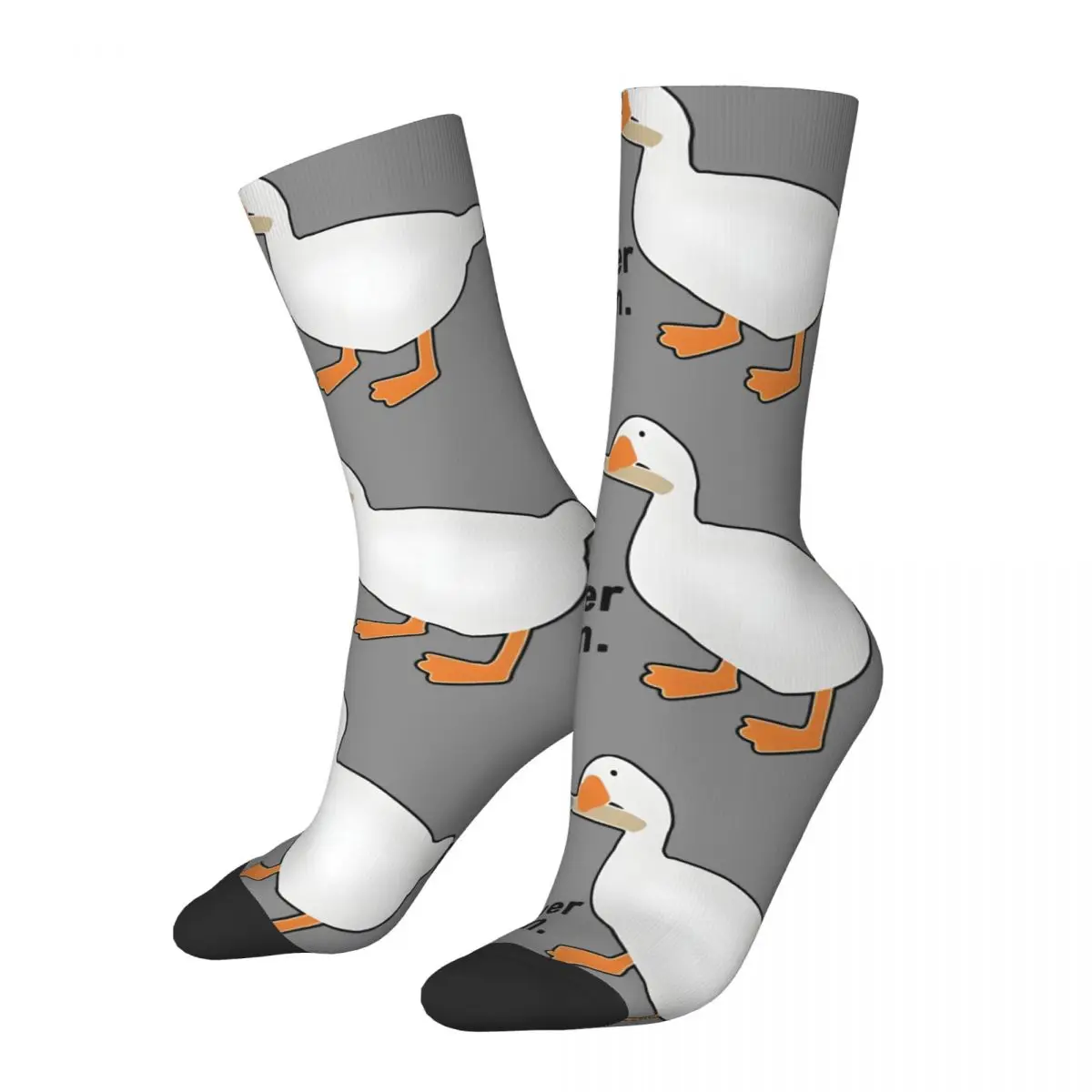 Śmieszne szalone skarpety kompresyjne dla mężczyzn Hip Hop Vintage U-Untitled Goose Game Happy Seamless Pattern Printed Boys Crew Sock