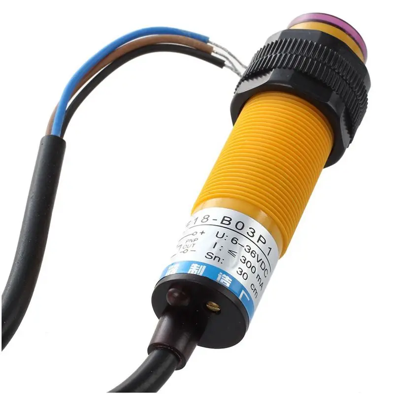 ABZZ-6X DC 3 Wire 6-36V PNP IR Photoelectric Sensor Switch 30Cm E18-B03P1
