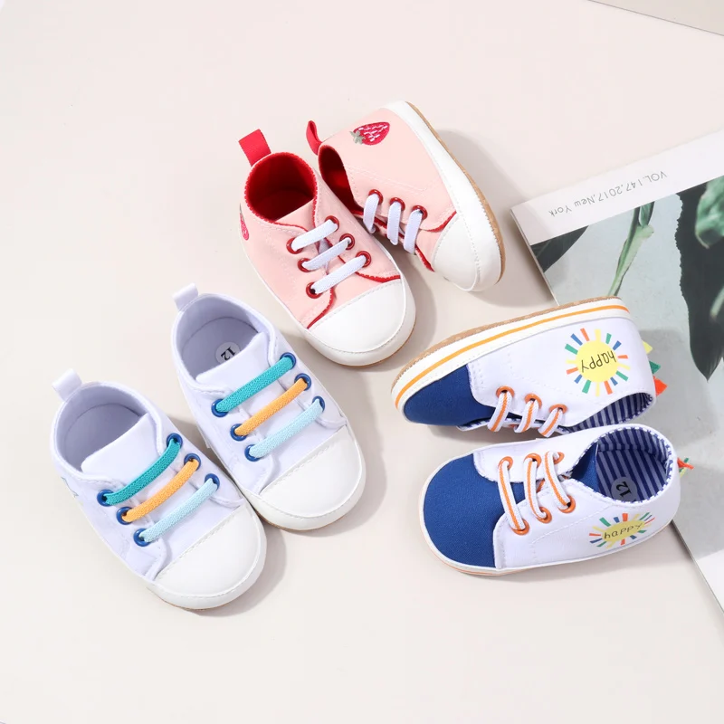 Hot Selling Spring and Autumn Baby Boy and Girl TPR Anti Slip Canvas High Quality Cute Cartoon Printing Casual Sneaker BBW3227