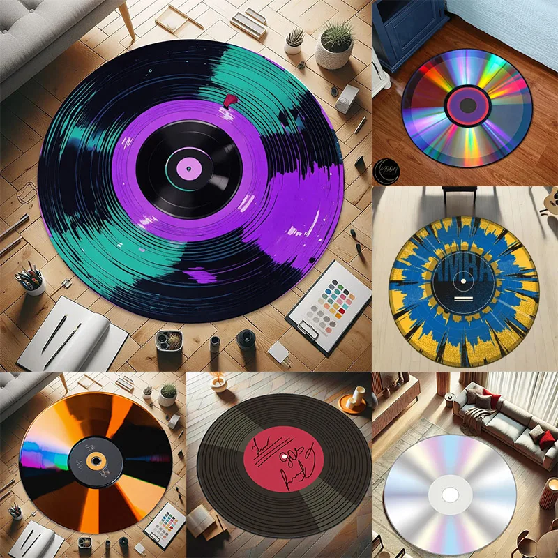 NEW Record Music Cd Carpet Round Game Chair Floor Mat Room Decorated Living Room Lounge Large Area Non-Slip Carpet