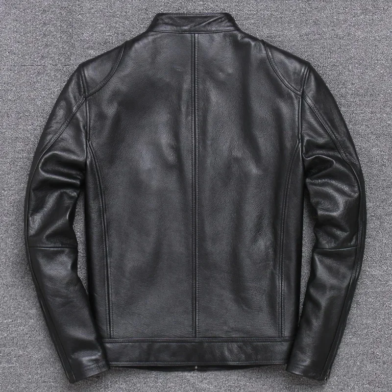 LNY!Wholesales.Brand motor style leather jacket for man.black Rider genuine cow coat.slim classic biker