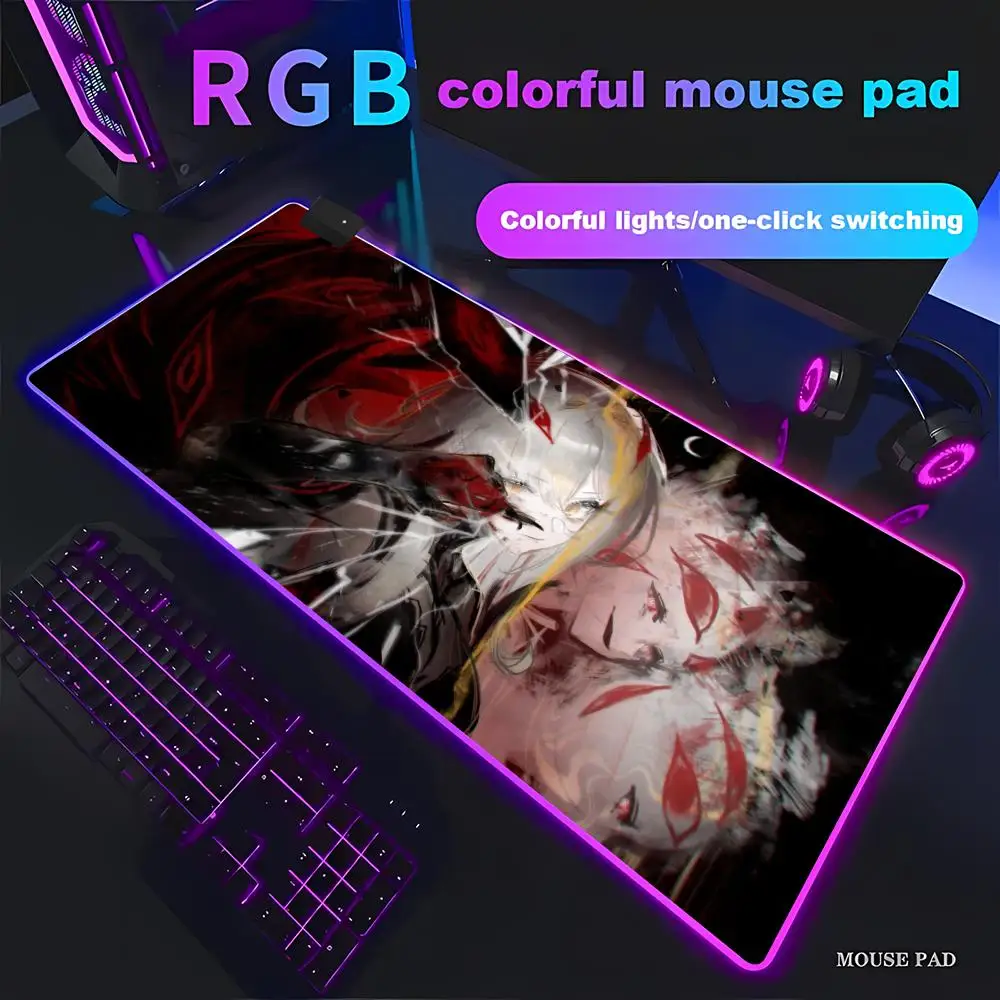 

Коврик для мыши HYBXAXC Genshin Impact Ronova, красивый RGB-коврик для мыши с анимационным дизайном, большой игровой коврик для ПК с LED-подсветкой, нескользящий декоративный коврик для компьютера