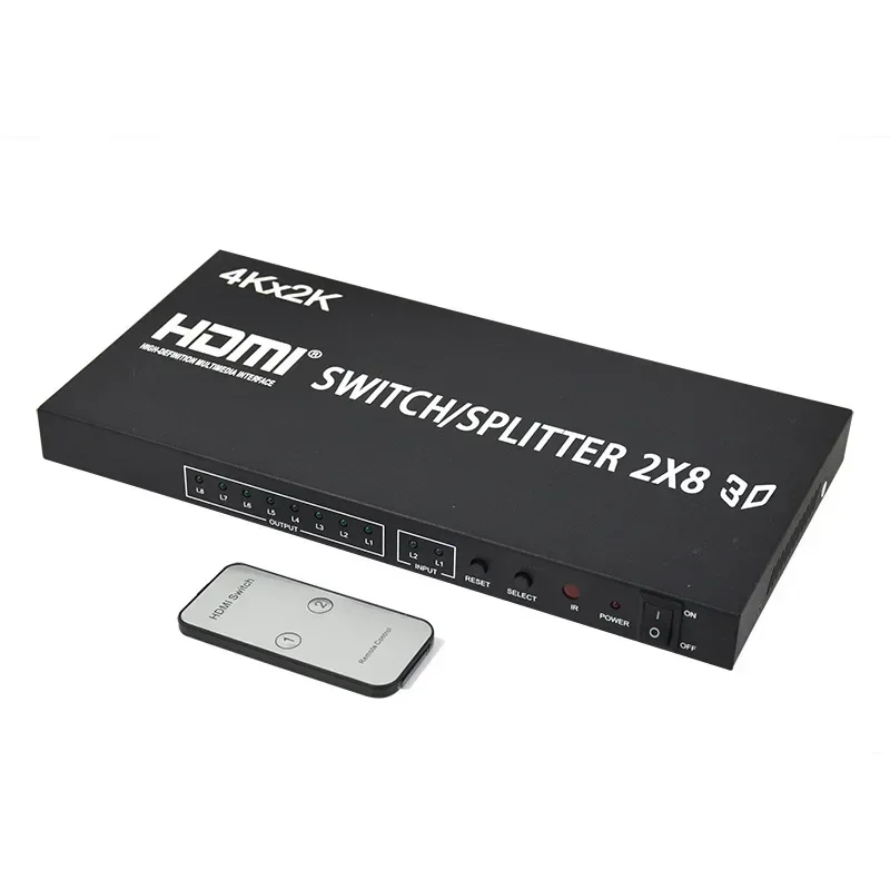 

4K 3D HDMI Switch Box Selector 2x8 2 In 8 Out HDMI Splitter 1 to 8 Monitor Display for PS3 PS4 PS5 Xbox DVD PC To TV Projector