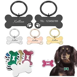 Pet Collar Personalized Anti-lost ID Tag Engraved Name for Dog Cat Puppy ID Tag Engraved Charm Pendant Bone Necklace Accessories