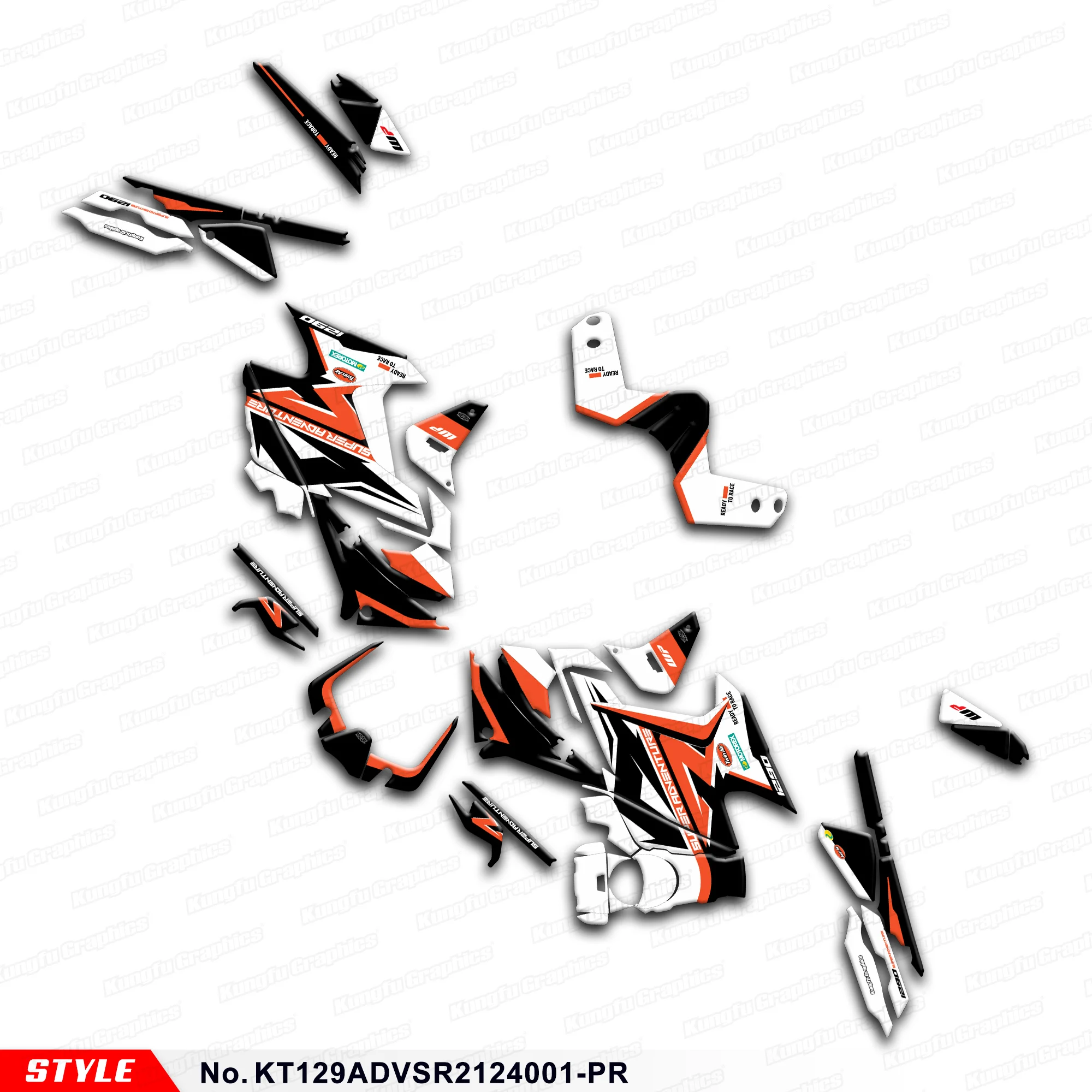 

JY RACING Sticker Sheet Vinyl Decal for KTM 1290 Super Adventure S / Super ADV R 2021 2022 2023 2024, KT129ADVSR2124001-PR