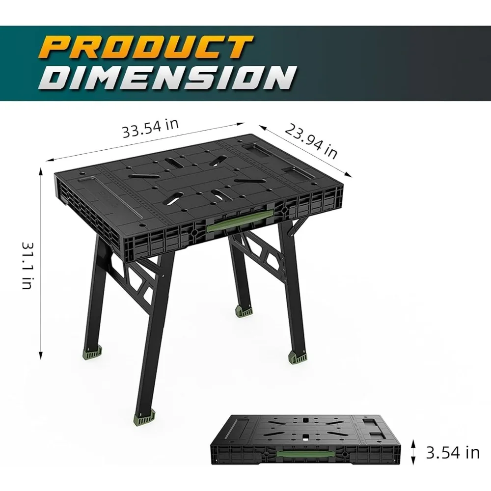 Foldable Work Bench 34x25x31 Portable Work Table for Garage