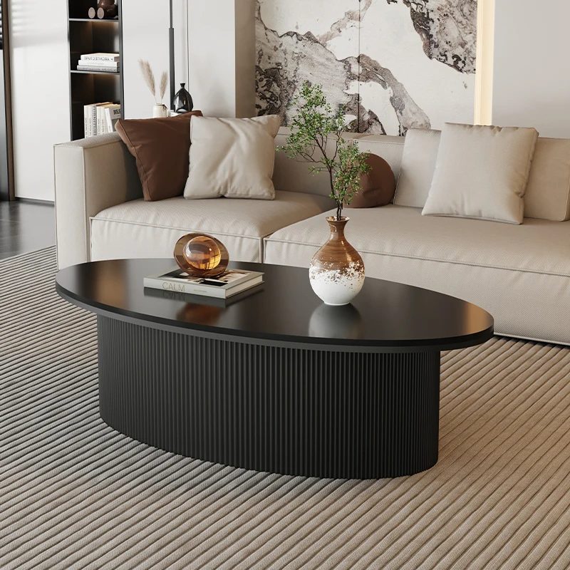 

Coffee table light luxury modern simple living room household small apartment 2024 new minimalist cream wind rock slab round tab