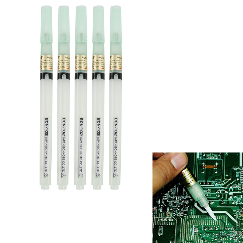 1/2/5pcs/lot BONKOTE 102 Flux Pen Soldering Rosin Solder Paste Tool Applicator Brush Head No Clean For Bga Soldering