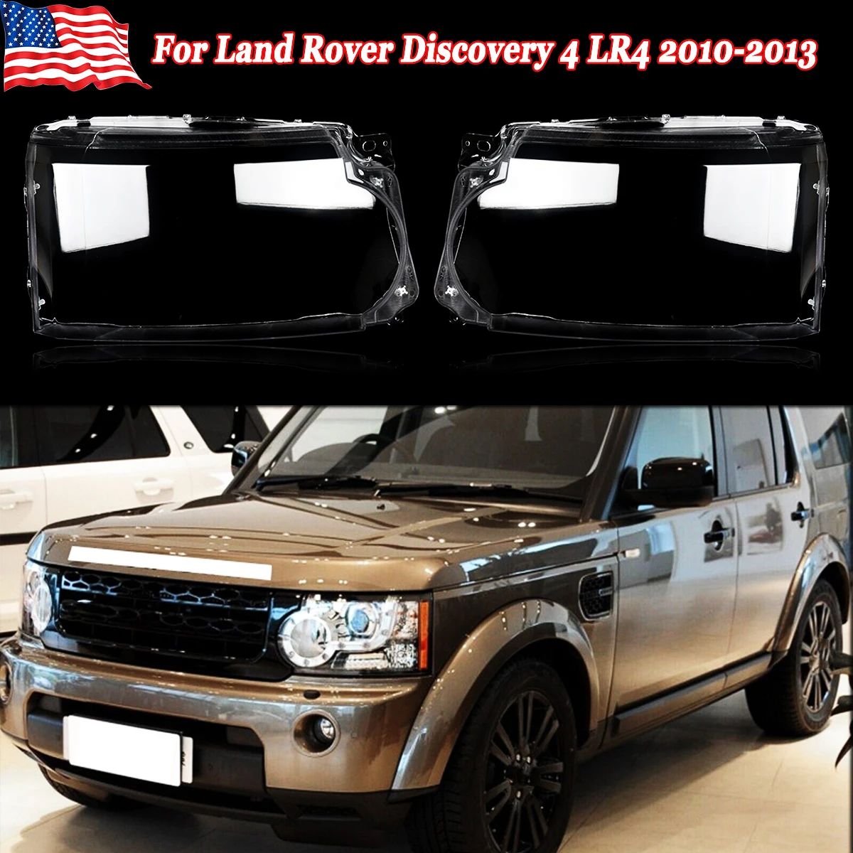 

Headlight Headlamp Lens Cover USA For Land Rover Discovery 4 LR4 2010-2013 Pair