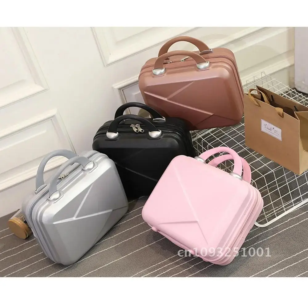 

New 14 Inch khaki/Pink/Silver/Black Small Size:30-15-23cm Women Compressive Luggage Material Suitcase Travel