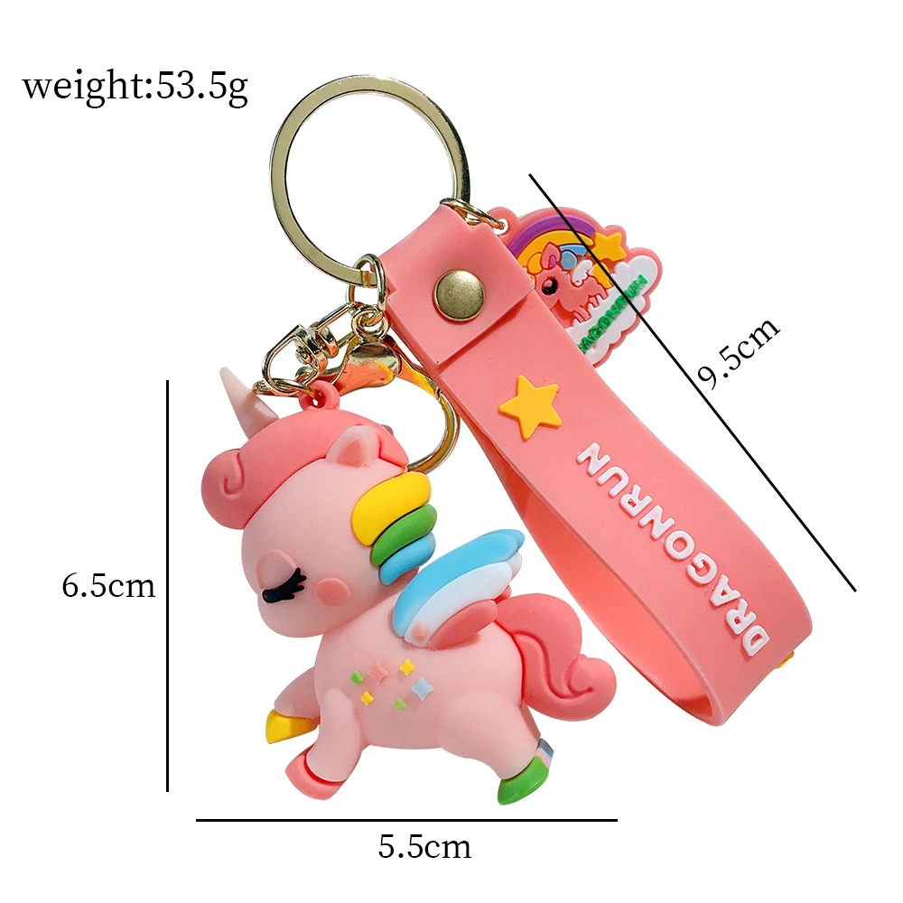 Cartoon Cute Unicorn Key Chain Rainbow Horse Key Ring Pony 123st Happy Unicornion Girl Birthday Party Decor Kids Favor Gifts