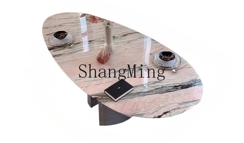 FG smoke powder luxury stone dining table minimalist high-end marble water drop special-shaped light luxury dining table