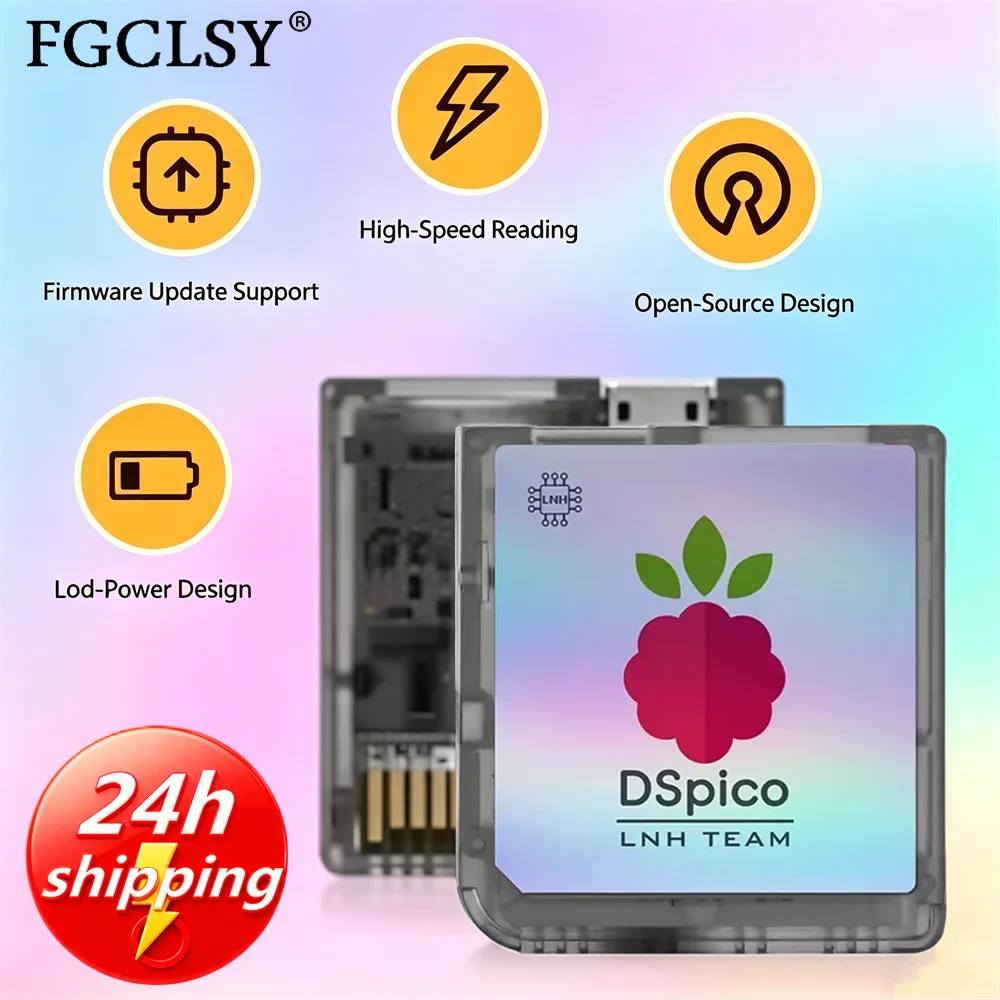 Lector de Juegos DSpico Transparente Esmerilado de Color FGCLSY, Compatible con Consolas NDS, NDSL, DSi y 3DS, con MCU RP2040
