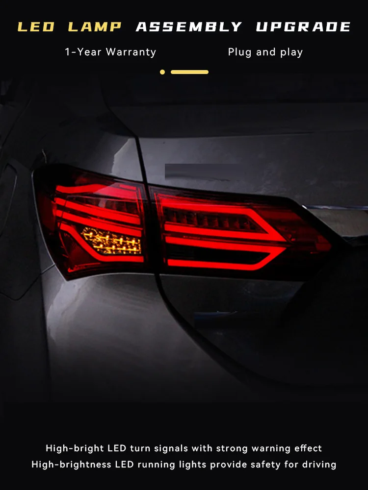 Taillight For Toyota Corolla 2014-2017 LED Car Lights Fashion Projector Bifocal Lens DRL Signal Tail Lamp Accessories