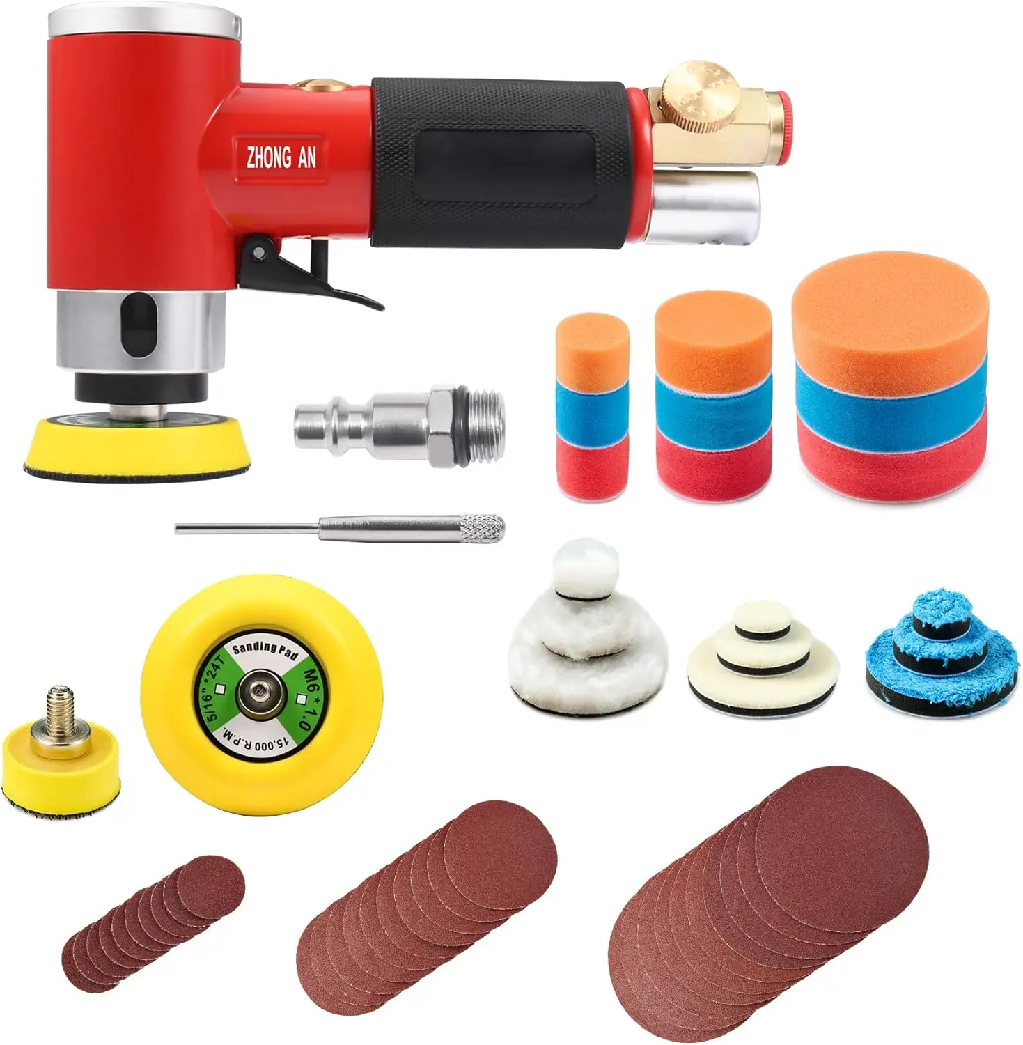 

Пневматическая мини-шлифовальная машина 1'', 2'', 3'' с двойным действием, полировальные подушечки и наждачная бумага в комплекте