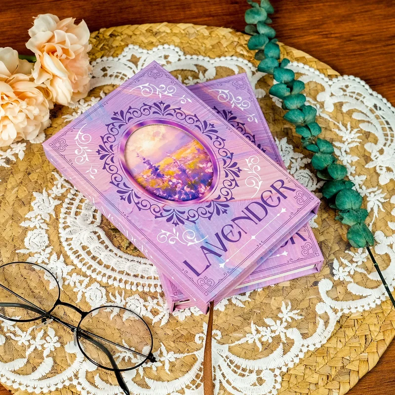 Dream Purple Gradual Change Lavender Hard Shell Notebook, European Retro Pattern Handbook, Literary Hardcover Diary