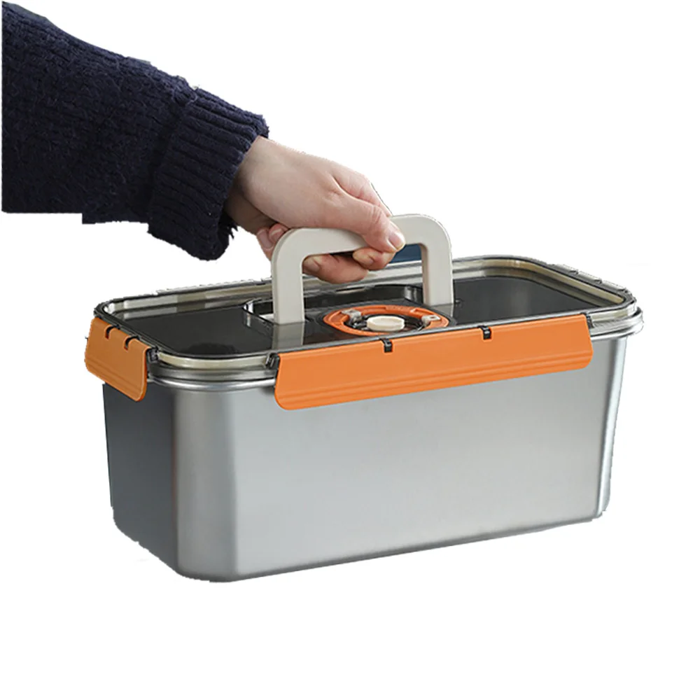 

Large Capacity 304 Stainless Steel Rectangular Fresh-keeping Box Sealed Box Portable Lunch box With Portable Storage Box