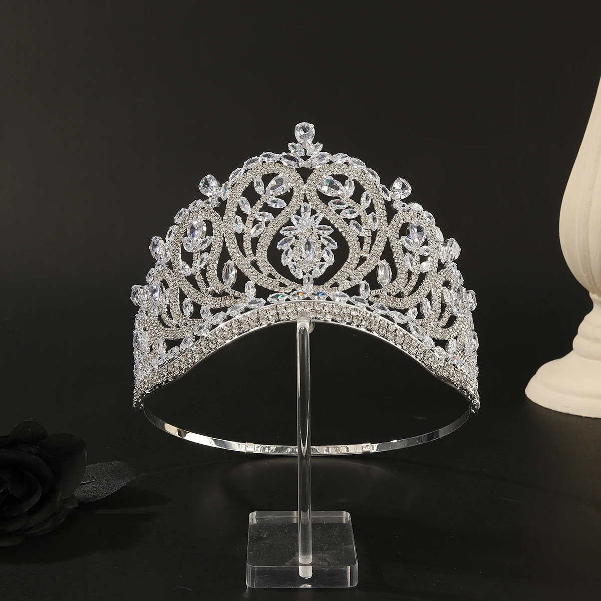 الباروك الأميرة الملكة مكعب الزركون الزفاف تاج أغطية الرأس كريستال التيجان للنساء الزفاف التيجان فستان الشعر اكسسوارات مجوهرات