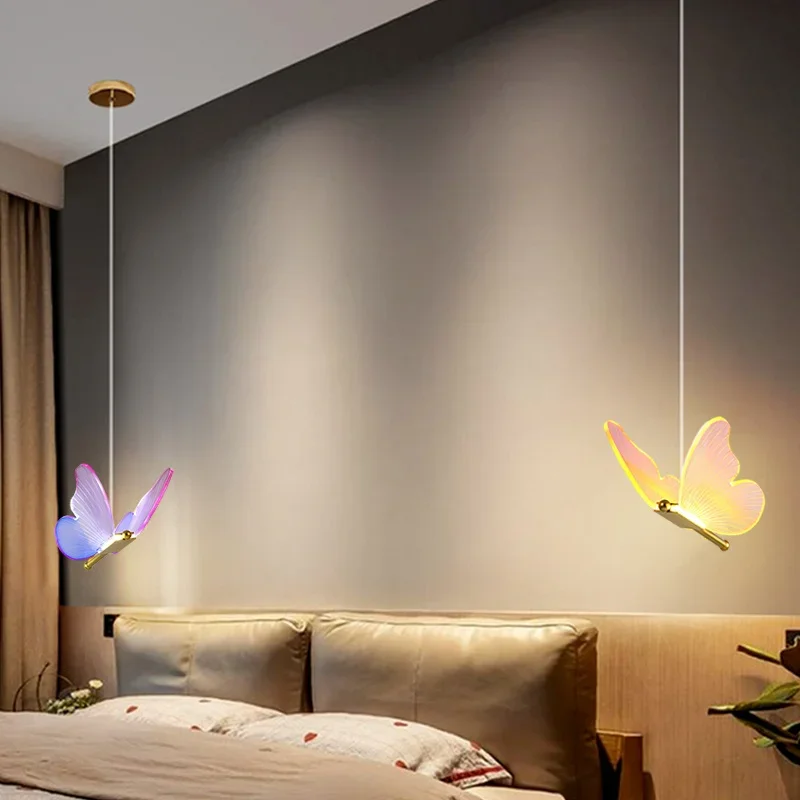 Luces colgantes de mariposa LED nórdicas, luz de techo interior, 90V-220V, para sala de estar, dormitorio, comedor, decoración del hogar