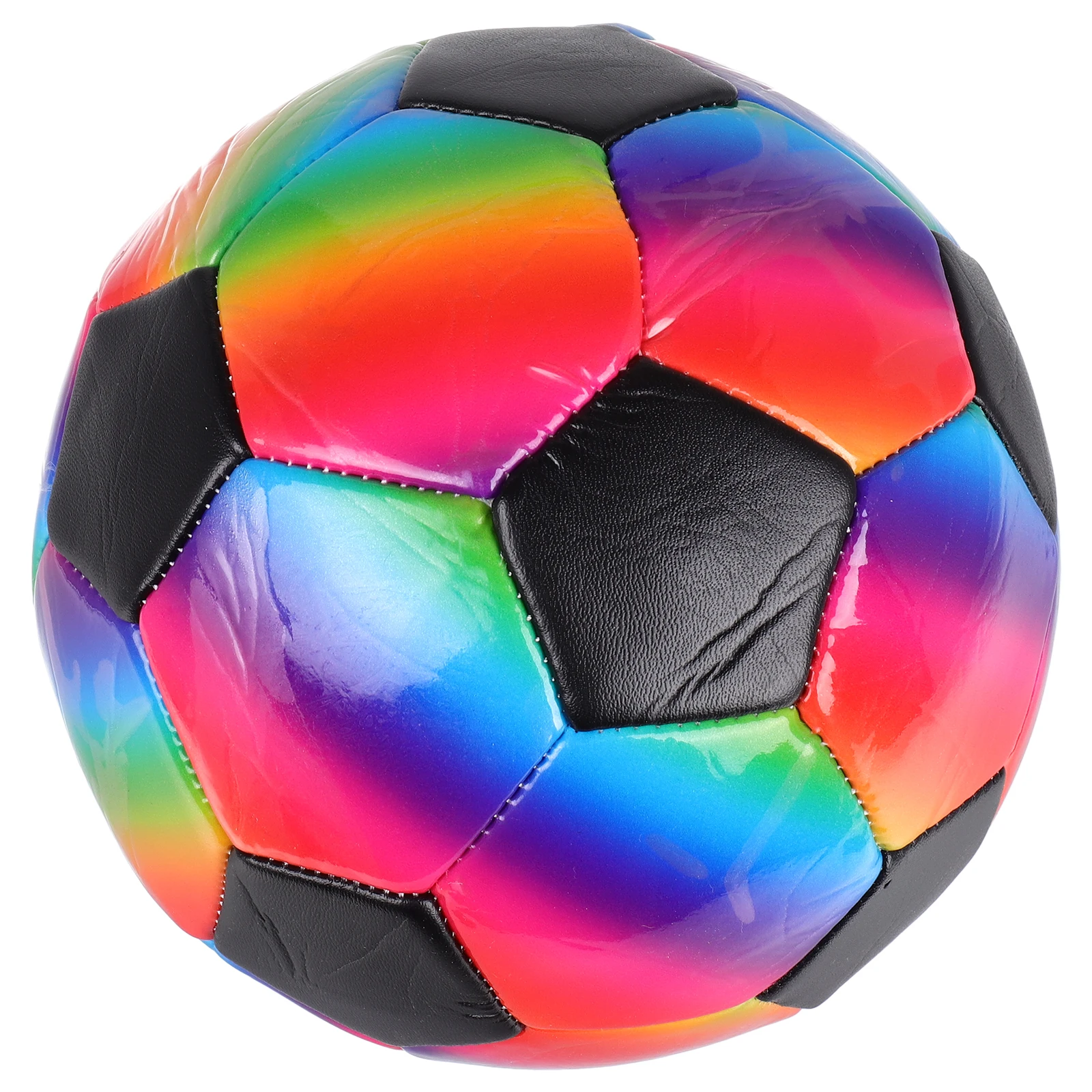 

Rainbow Soccer Ball 21.5Cm High Elasticity Football Not Easy To Wear Eye-Catching Colors Cool Pattern Portable Inflatable For