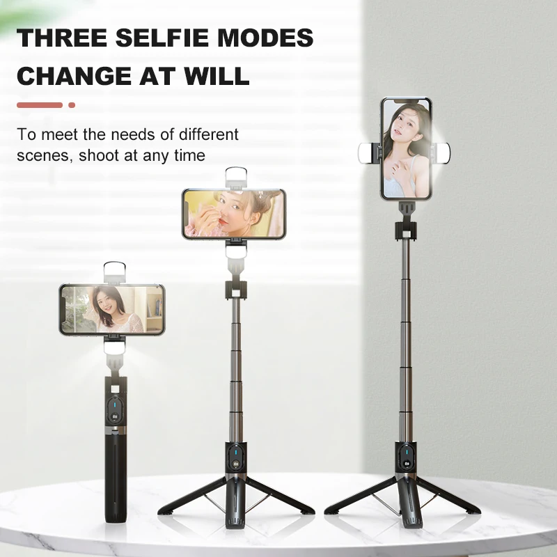 Roteta 2022 Tripod Tongkat Selfie Nirkabel Dapat Dilipat Baru dengan Bluetooth Rana Monopod Paduan Aluminium untuk Ponsel Pintar Android IOS