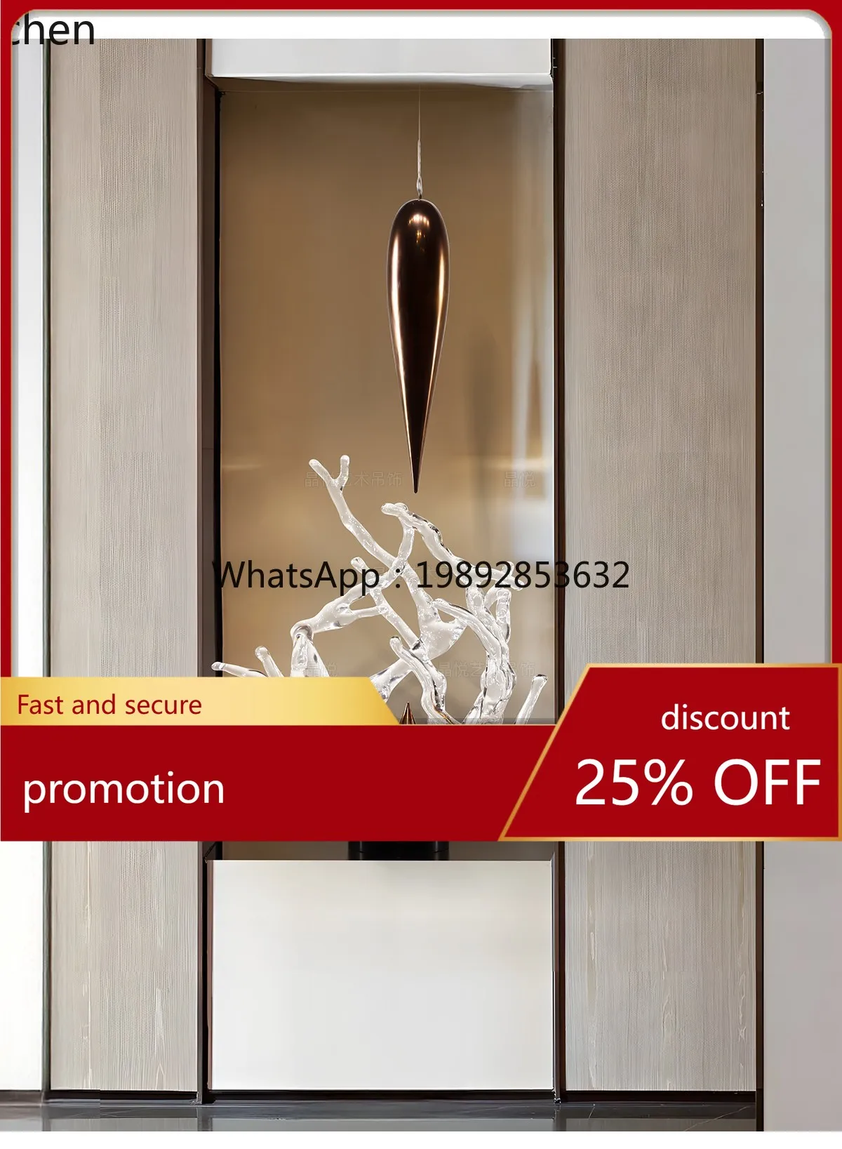 

ZML Niche Water Drop Sculpture Pendant Art Hanging Ceiling Soft Decoration Entrance Living Room Ornament