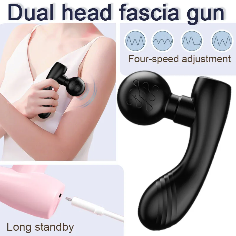 Mini portable dual head fascia gun for exercise, relaxation, and relief of body fatigue, multifunctional rechargeable massager