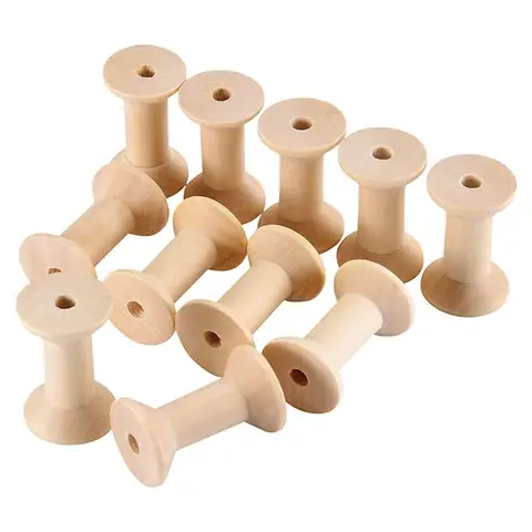 Wooden Empty Thread Spools Large Unfinished Wood Spools Wire Weaving Bobbins for Arts Crafts Cord Roll Thread Spool