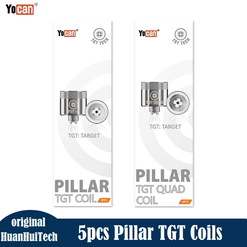 

New 5pcs Original Yocan Pillar TGT/ TGT QUAD Coils 510-Threaded Coils Textured Edges Replacement Coils For Pillar Atomizer