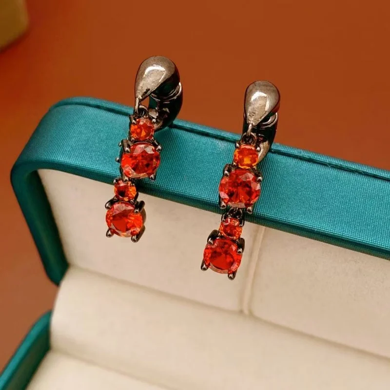 

Vintage Metal Earrings for Women with Tassel And Zircon Stones Luxury Retro Daily Party Accessory Drop Earrings