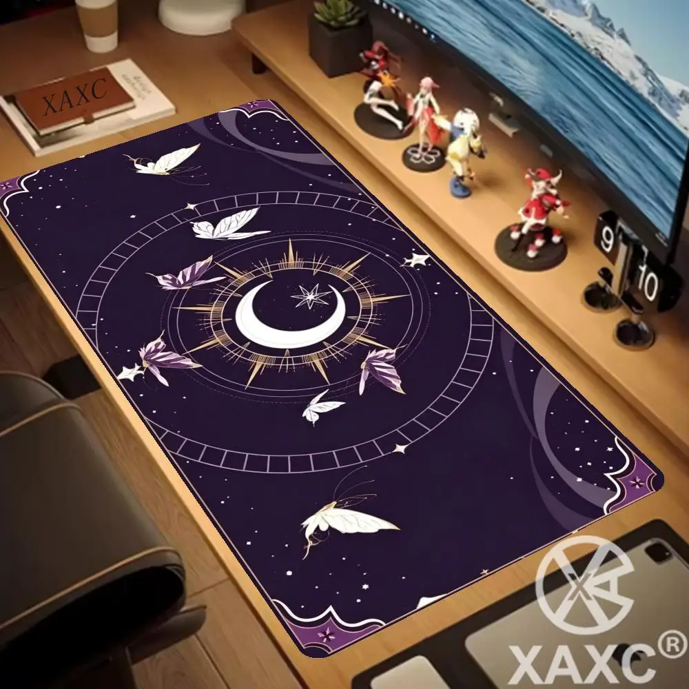 Astrology Themed Gaming Mouse Pad  Non-Slip Desk Mat Featuring Mystical Zodiac and Moon Phase Patterns For Office  Home Use XAXC