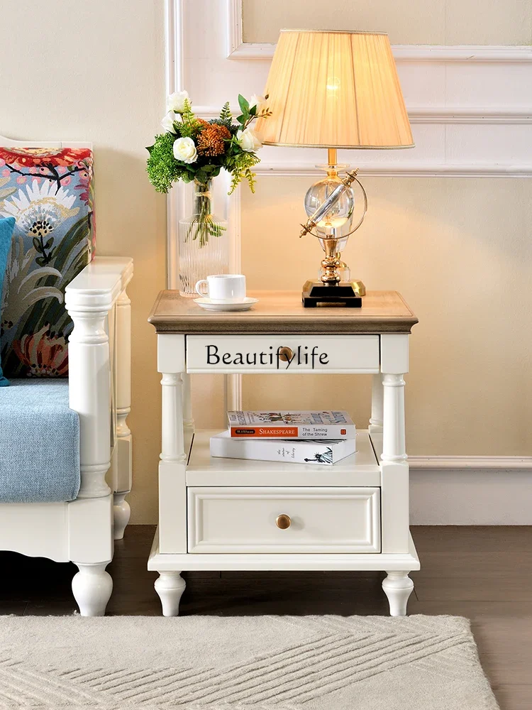 

01American white all-solid wood sofa square jianmei cream style living room furniture walnut wood