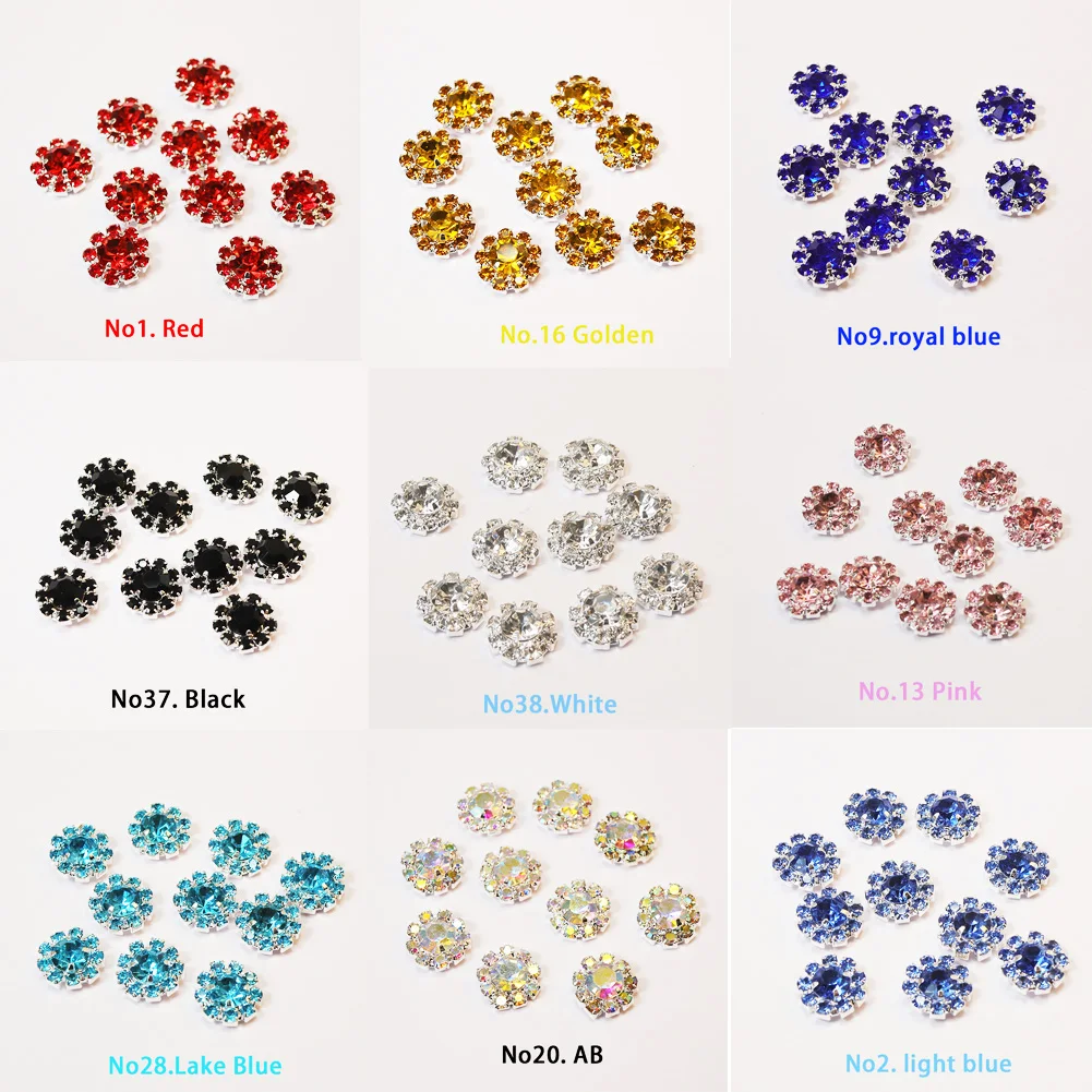 Wholesale 50Pcs/lot Mini 11Colors Crystal Decorative Jewelry Accessories Diy Metal Rhinestone Craft Component Flatback Mix Color