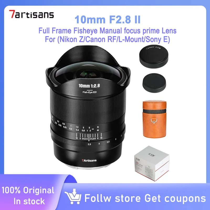 7artisans 10mm F2.8 II Obiettivo fisheye grandangolare full frame 185 ° Obiettivo principale con messa a fuoco manuale per Sony E Nikon Z Leica TL Canon EOS