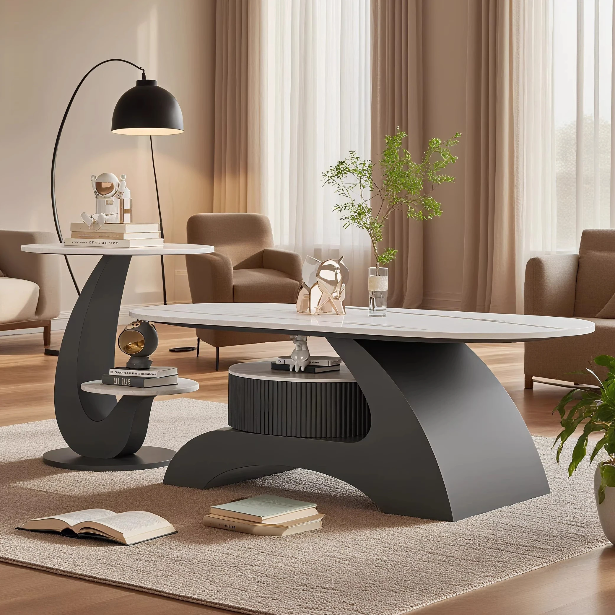Small Retro Modern Luxury Coffee Table Portable Living Room Furniture Movable Center Simple Nordic Design Bedroom Bedside Use