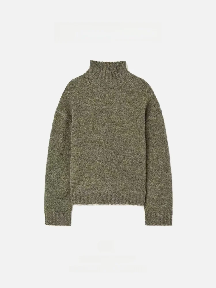 

Теплый вязаный свитер ZONE из смесовой шерсти и альпаки, свободного кроя, с высоким воротом, мягкий, с длинными рукавами, для женщин, зимний