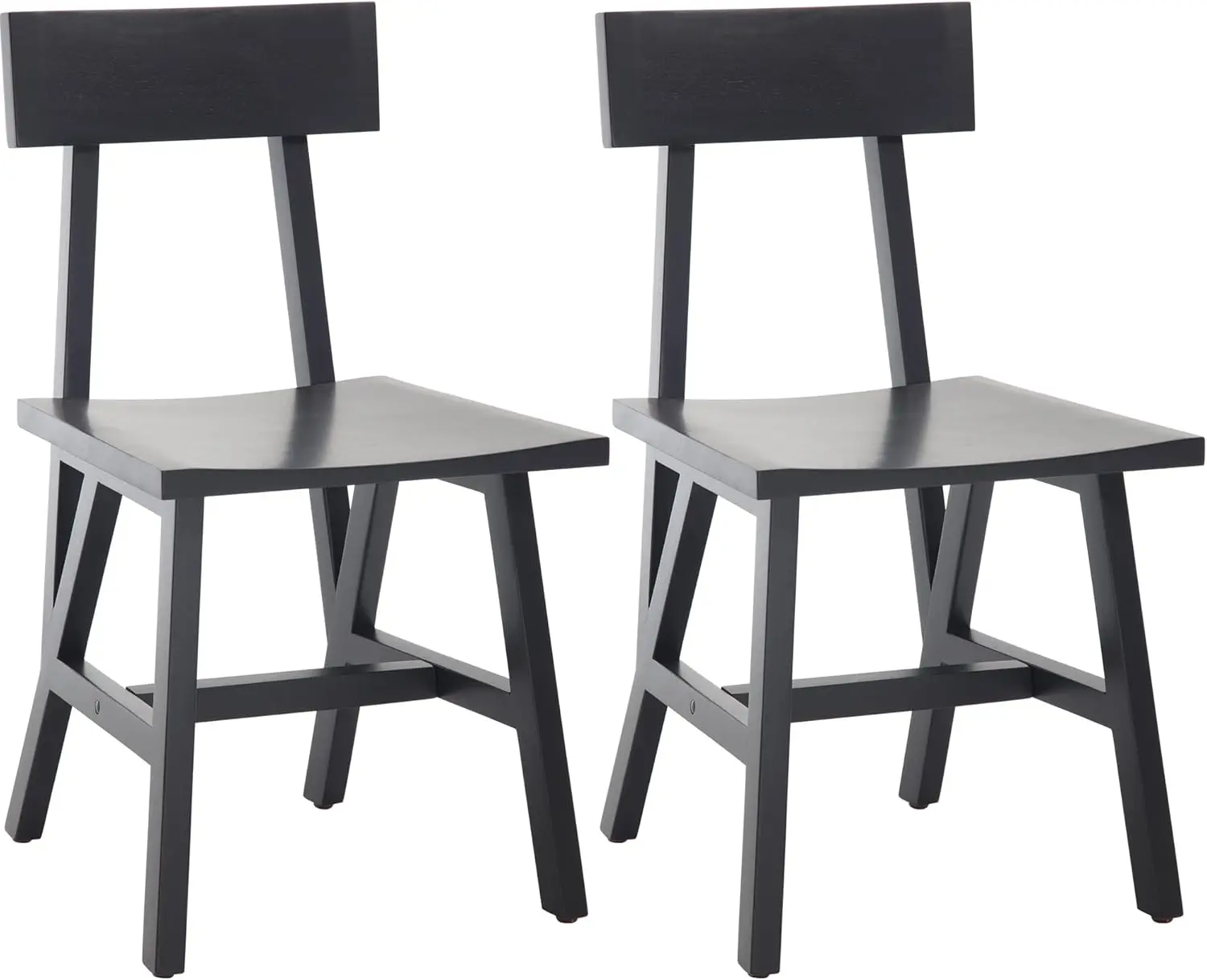

Farmhouse Dining Chairs Set Of 2, Modern Rustic Wood Side Chairs For Kitchen, Dining, Living Room, Black