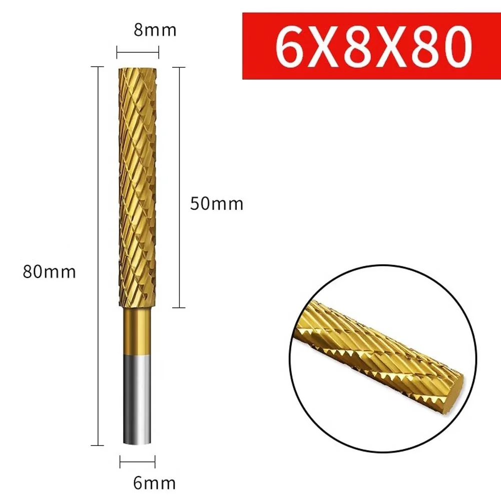 Polishing Bit Rotary File Titanium Plated Double Groove Design High Performance Steel Wear Resistant Metal Gold