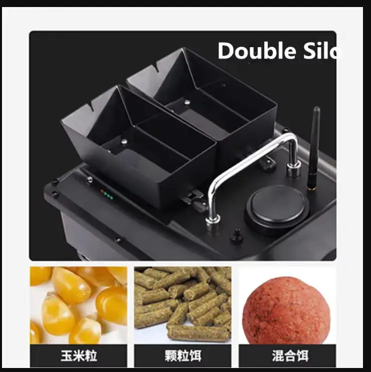 Double hopper 500M Double Hopper LED Night Light RC Fishing Bait Boat Fixed speed Cruise Automatic Feed  Fishing Bait Boat Toy