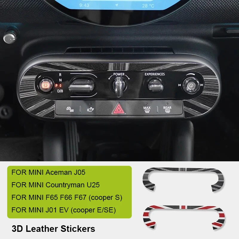 3D Leather For Mini Countryman U25 F65 F66 F67 Cooper S E SE J01 EV J05 Aceman Interior Car Central Control Panel Cover Sticker