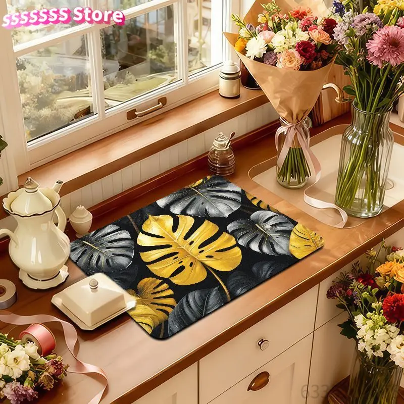 Tropical Monstera Leaf Pattern Polyester Table Mat, Coffee Mat Kitchen Home Multifunctional Mat, Artistic Placemats Coaster Tabl