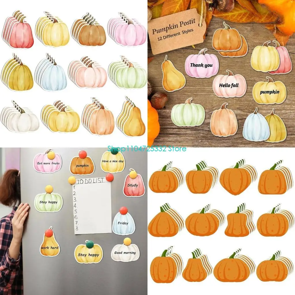 P5EA 960 Sheets Cartoon Note Paper Halloween Pumpkin Notepads Thanksgiving Theme Note Paper Pocket Notepads Self Adheive