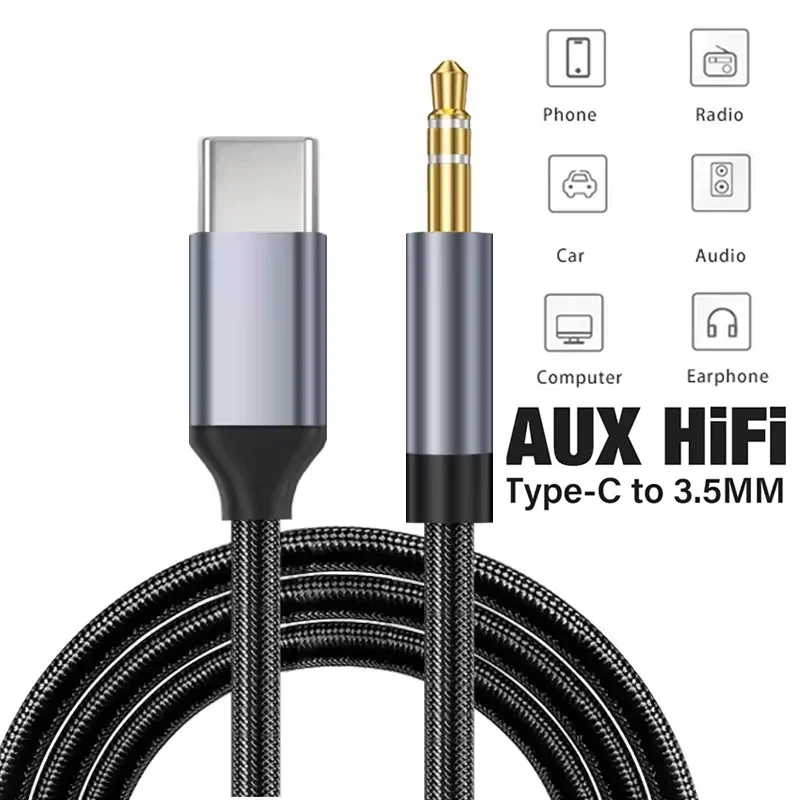 Type C To 3.5mm Jack Converter Aux Audio Cord For iPhone Xiaomi Huawei Car Speaker Headphone Earphone Adapter Phone Accessories
