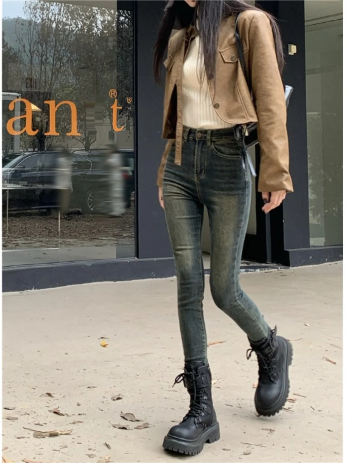 

Джинсы женские брюки женская одежда прямые синие повседневные ретро 2000-х годов американские рваные рваные женские унисекс базовые простые