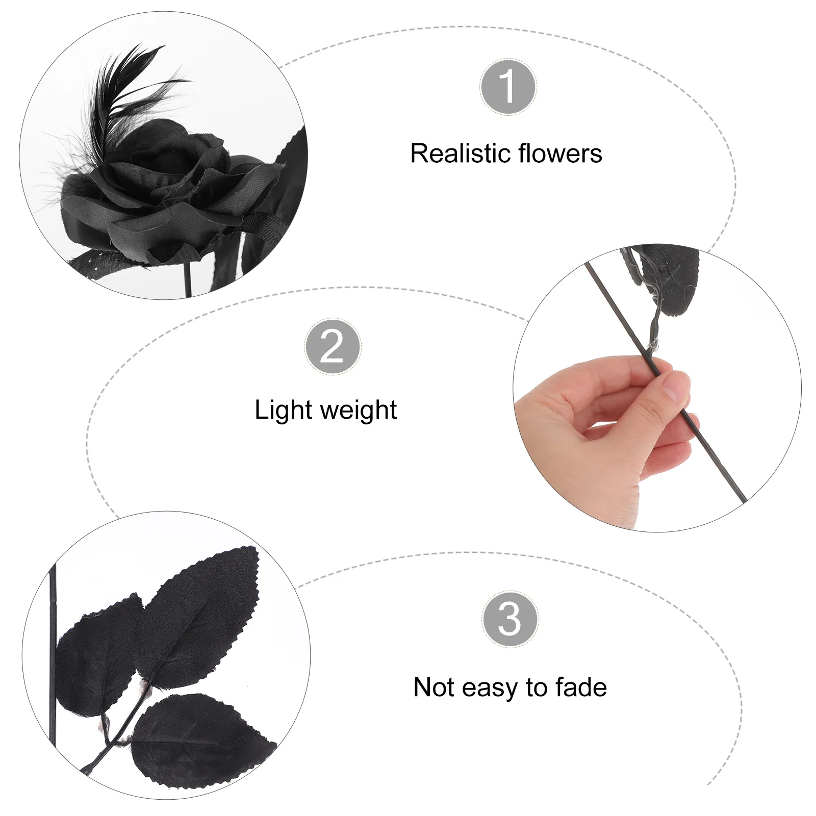 

5pcs Artificial Roses Decoration Faux Silk Wedding Flowers Lightweight Convenient Elegant Simulation Prop Party Stage