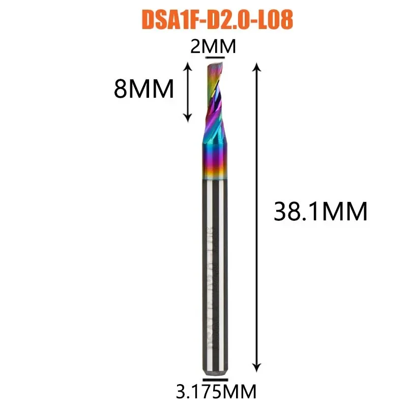 Dreanique 1 st 3.175 4 6 8mm Enkele Fluit Vhm Legering Frees, DLC Coating Frees Bit Voor Aluminium