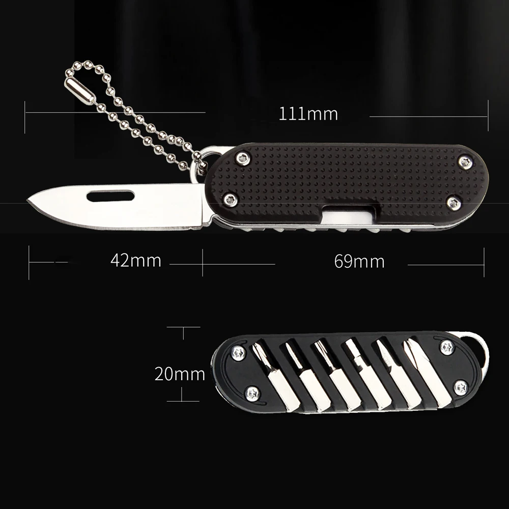 Creative Stainless Steel Multifunction Fold Knife Portable Outdoor Fruit Knife Keychain EDC Multipurpose Screwdriver Repair Tool